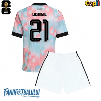 Belgia Timothy Castagne #21 Echipament de Fotbal Replică Mondial 2026 Copii Deplasare (+ Șorturi)